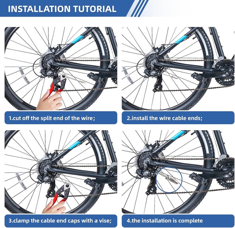 mamakoi Bike Cable End Caps, Bike Cable Clasps, Alloy Cable End Crimps,Derailleur Cable End Cap,Bicycle Rotatable S-Hook Clips, Alloy non rusting, Bike Brake Cable End Tips for MTB Road Mountain Bicycle,60PCS - Image 3